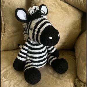 Handmade Crochet Black and White Striped Zebra Plush Toy-new